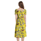 Puff Sleeve Split Thigh Midi Dress - Objet D'Art