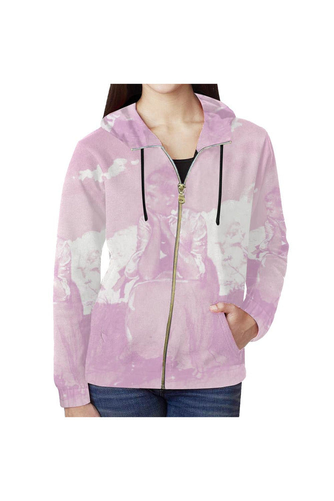 Girl Seated, Winslow Homer All Over Print Full Zip Hoodie for Women (Model H14) - Objet D'Art