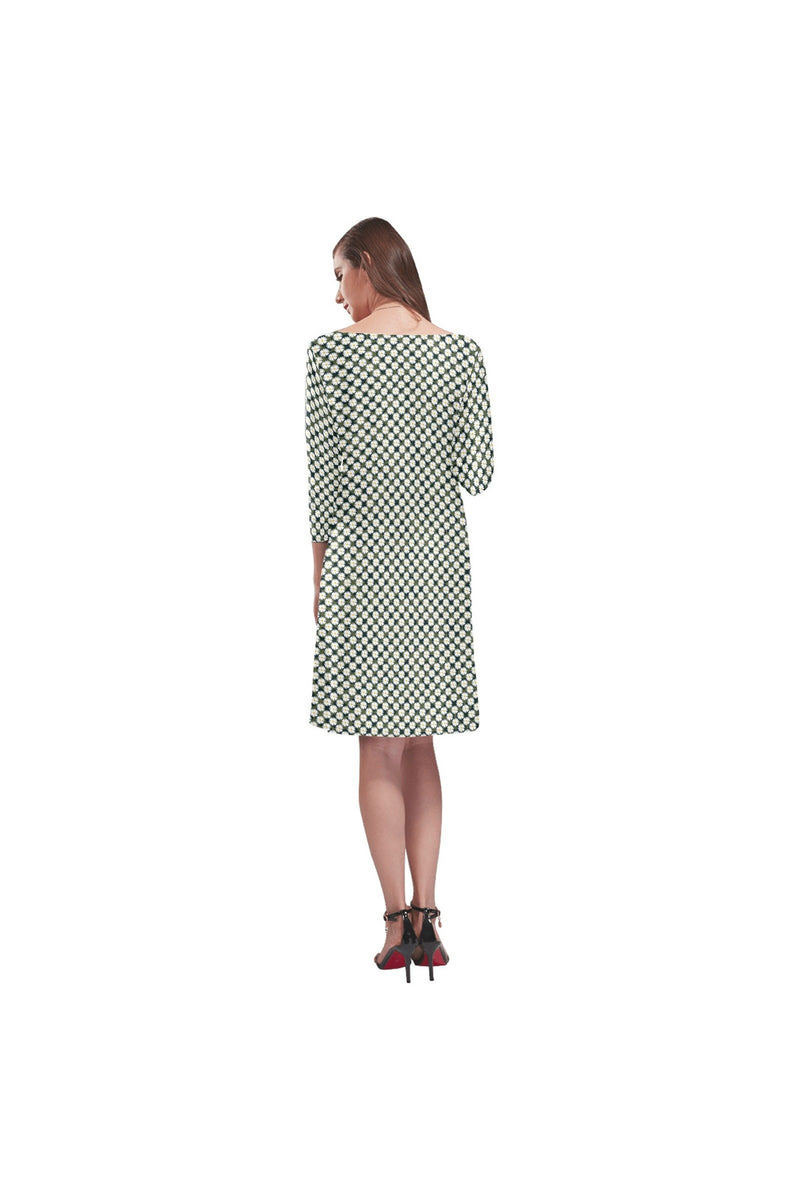 Micro Daisy Print Rhea Loose Round Neck Dress - Objet D'Art