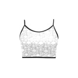 skull gray print Women's Spaghetti Strap Crop Top (Model T67) - Objet D'Art
