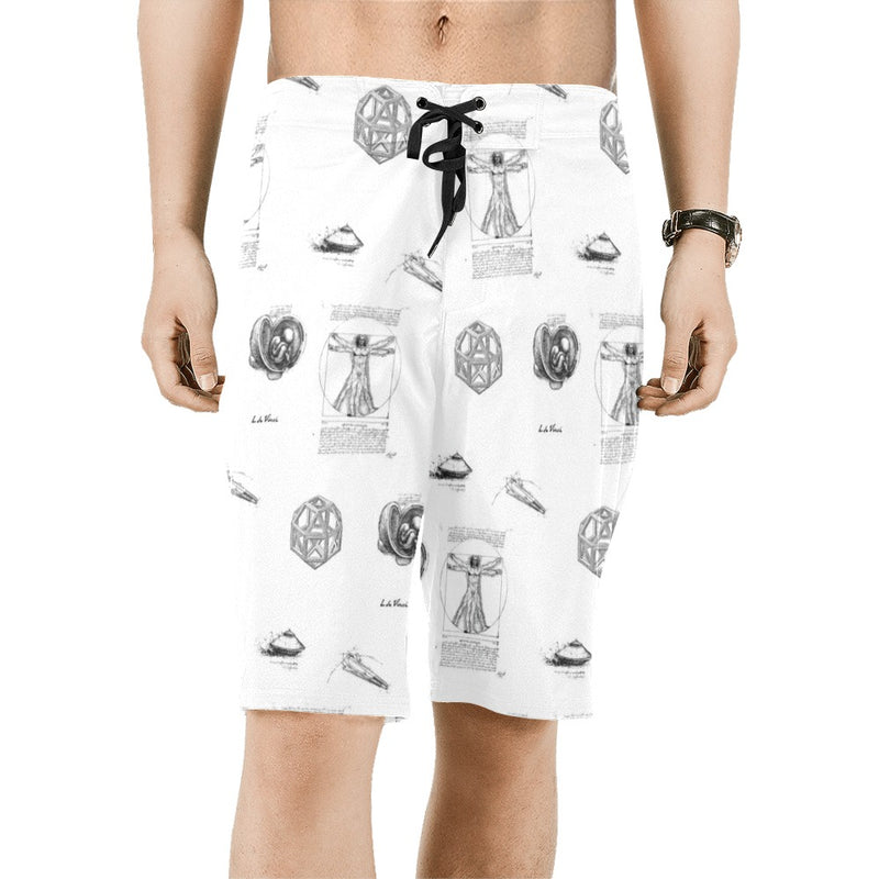 l da vince 5 Men's All Over Print Board Shorts (Model L16) - Objet D'Art