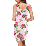 pink rose print 4 Medea Vest Dress (Model D06) - Objet D'Art
