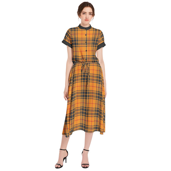 Drawstring Waist A-line Flared Midi Dress - Objet D'Art