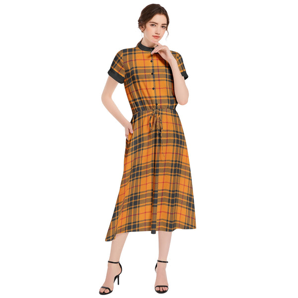 Drawstring Waist A-line Flared Midi Dress - Objet D'Art