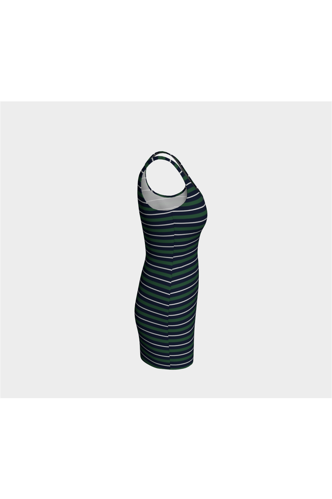 Green and Blue Striped Bodycon Dress - Objet D'Art