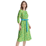 Boat Neck Belted Flared Dress - Objet D'Art