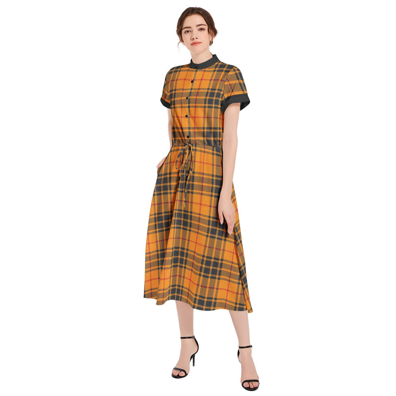 Drawstring Waist A-line Flared Midi Dress - Objet D'Art