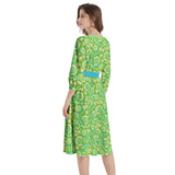 Boat Neck Belted Flared Dress - Objet D'Art
