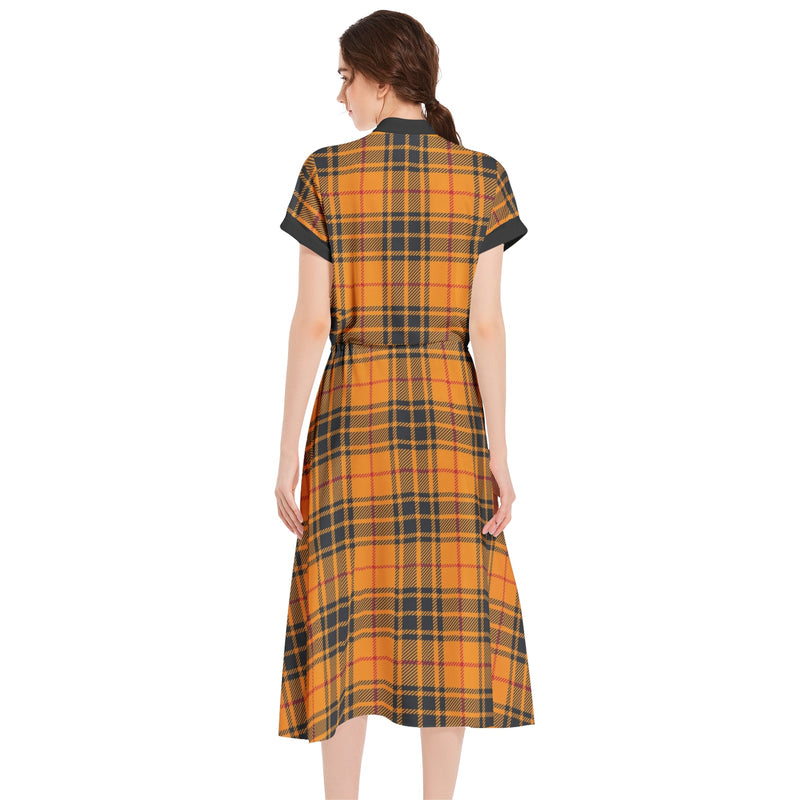 Drawstring Waist A-line Flared Midi Dress - Objet D'Art