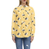 Golden Meadow Long Sleeve Button Up Casual Shirt Top - Objet D'Art