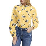 Golden Meadow Long Sleeve Button Up Casual Shirt Top - Objet D'Art