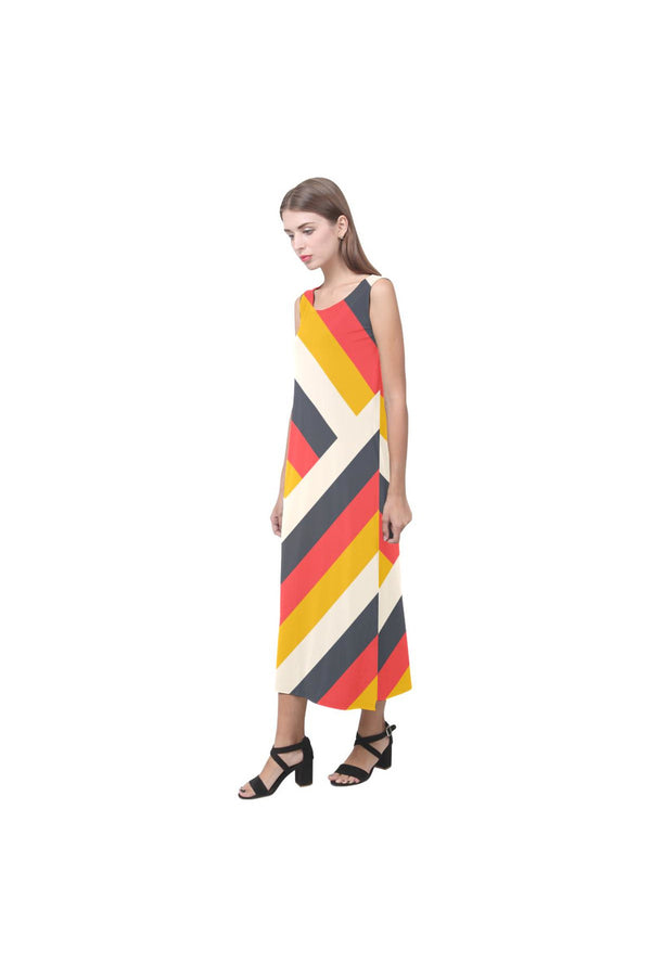Midwestern Biased Stripes Phaedra Sleeveless Open Fork Long Dress - Objet D'Art Online Retail Store