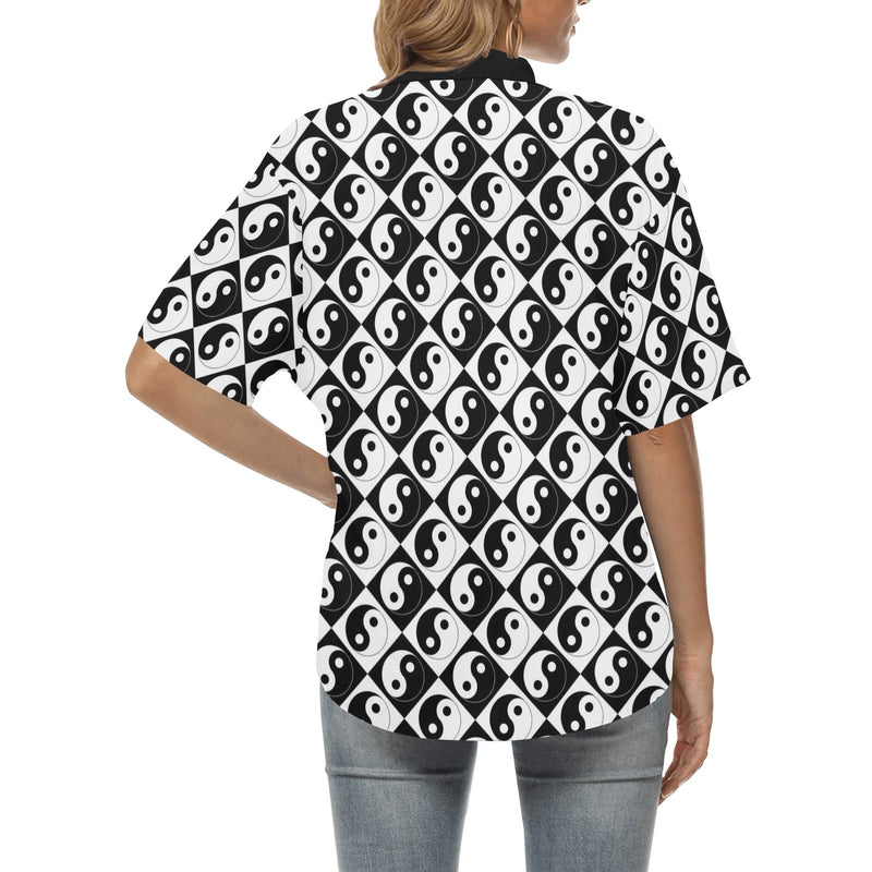 black 2 9k All Over Print Hawaiian Shirt for Women (Model T58) - Objet D'Art