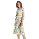 Boat Neck Belted Flared Dress - Objet D'Art