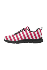 Red Stripes Women's Breathable Running Shoes (Model 055) - Objet D'Art