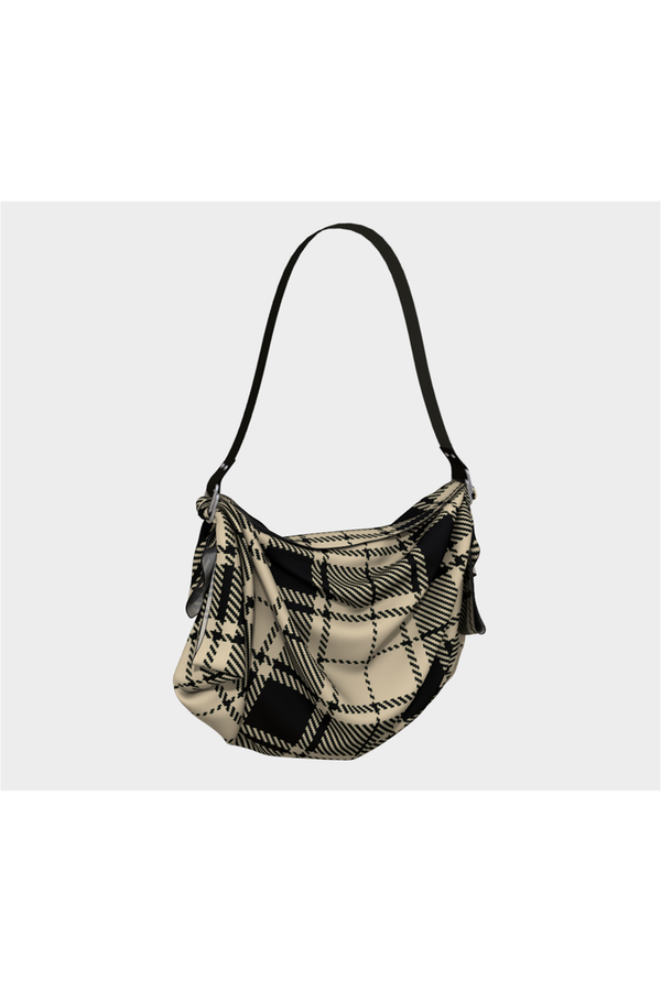 Beige and Black Plaid Origami Bag - Objet D'Art