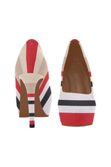 Red & Black Stripe Women's High Heels - Objet D'Art