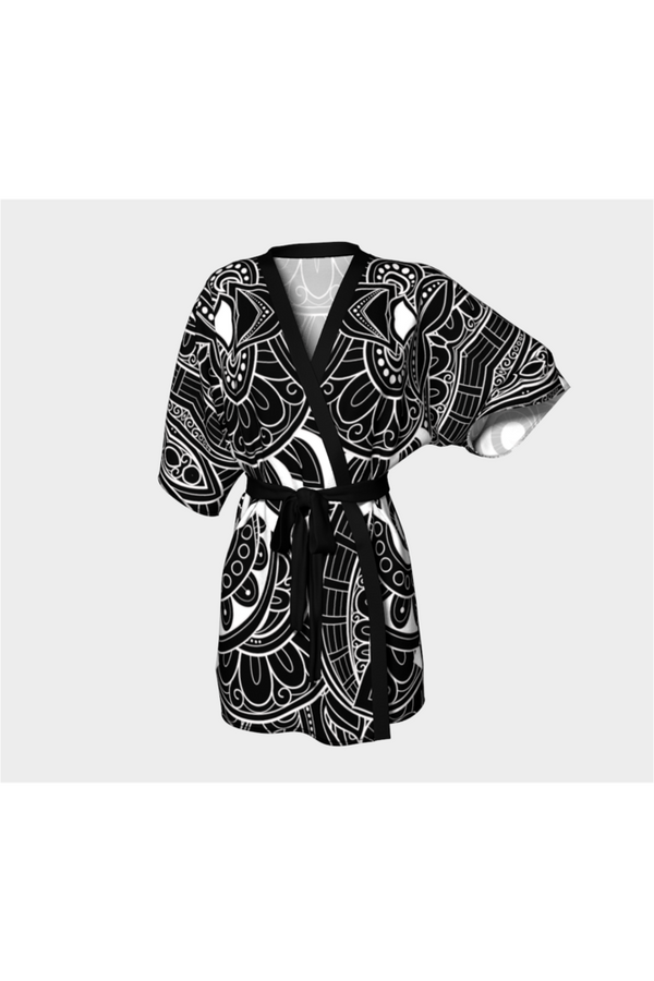 Black & White Embellishment Kimono Robe - Objet D'Art