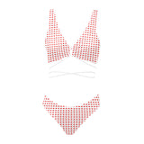 red hot hearts print Cross String Bikini Set (Model S29) - Objet D'Art