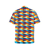 self portrait color scheme print Men's Stand-Up Collar Short Sleeve Shirt - Objet D'Art