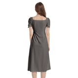 Puff Sleeve Split Thigh Midi Dress - Objet D'Art