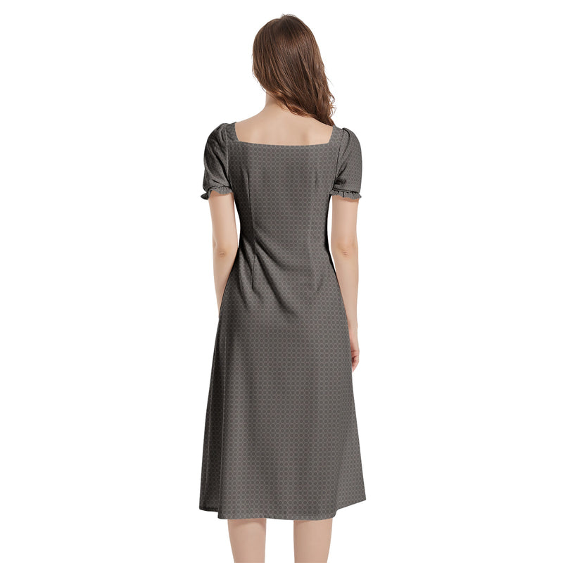 Puff Sleeve Split Thigh Midi Dress - Objet D'Art