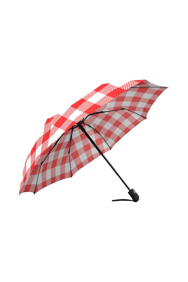 Red Gingham Auto-Foldable Umbrella (Model U04) - Objet D'Art