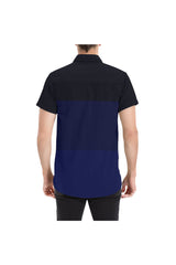 Camisa de manga corta con estampado completo de hombre azul tricolor - Objet D'Art