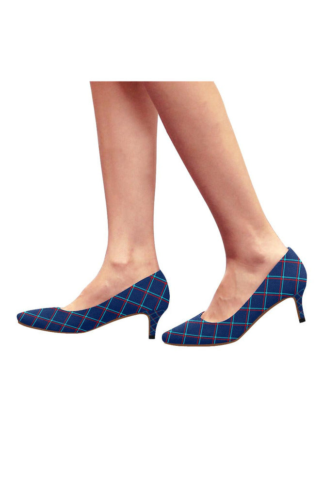 Plaid in Anaglyph Women's Pointed Toe Low Heel Pumps - Objet D'Art