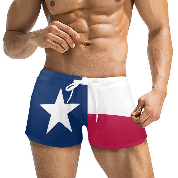 tex flag lone star bottom Men's Swim Trunks with Zipper Pocket (Model L71)