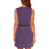 herringbone purple print 2A Eos Women's Sleeveless Dress (Model D01) - Objet D'Art