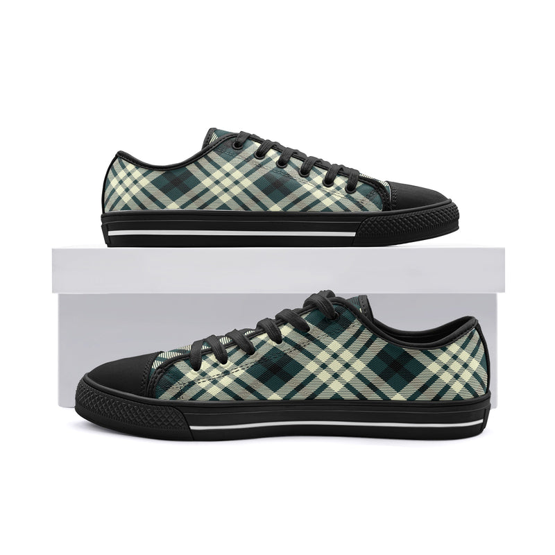 Plaid Unisex Low Top Canvas Shoes - Objet D'Art