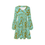 asian fish print V-Neck Loose Fit Dress (Model D62) - Objet D'Art