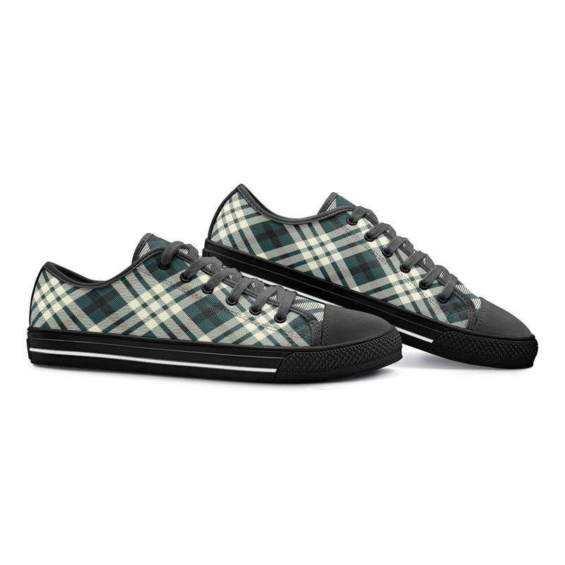 Plaid Unisex Low Top Canvas Shoes - Objet D'Art