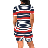 striped 2 d47 back Women's Short Yoga Set - Objet D'Art