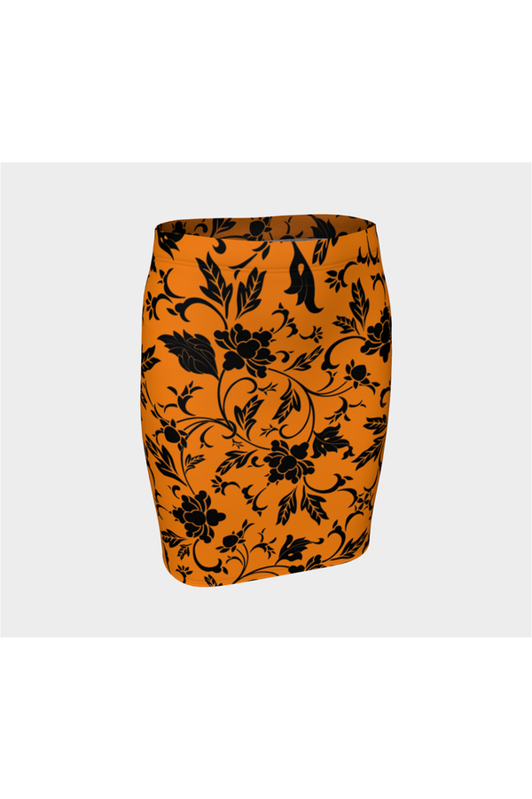 Turmeric Floral Silhouette Fitted Skirt - Objet D'Art