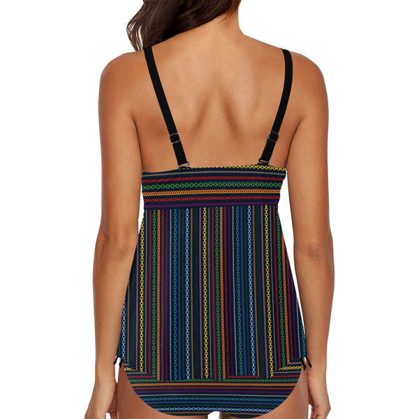 Colored Chain Chest Drawstring Swim Dress (Model S30) - Objet D'Art