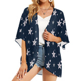 stars blue print 2 Women's Kimono Chiffon Cover Up (Model H51) - Objet D'Art