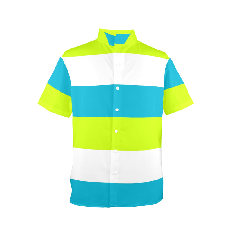 tricolor swimsuit print 4 Men's Stand-Up Collar Short Sleeve Shirt - Objet D'Art