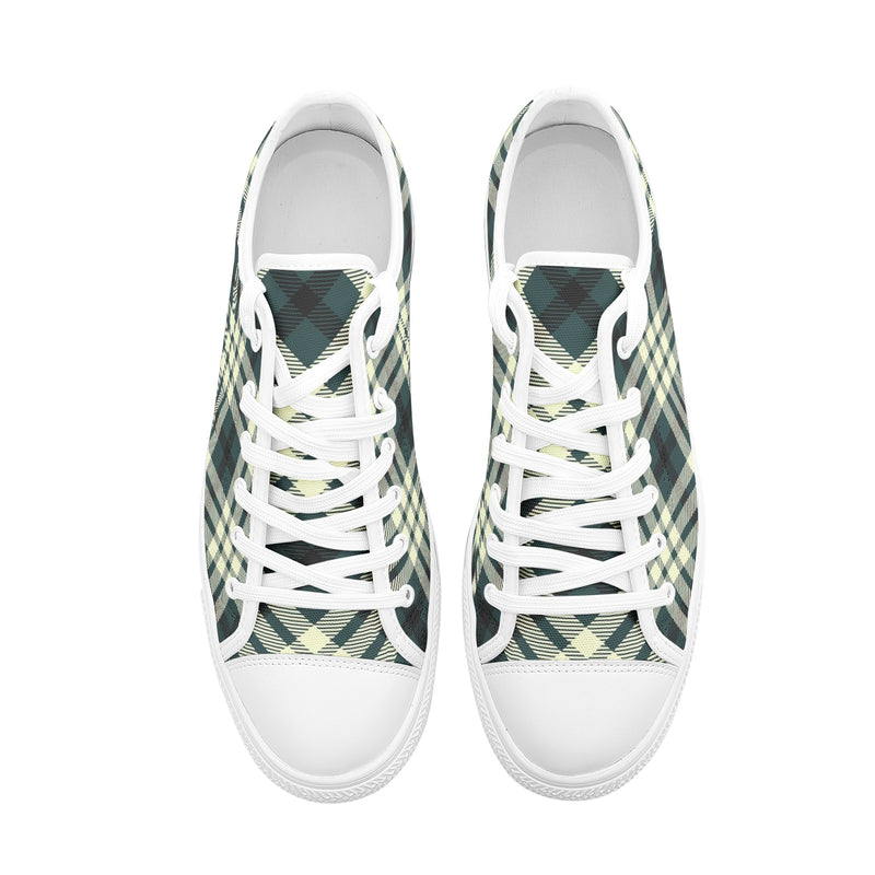 Plaid Unisex Low Top Canvas Shoes - Objet D'Art