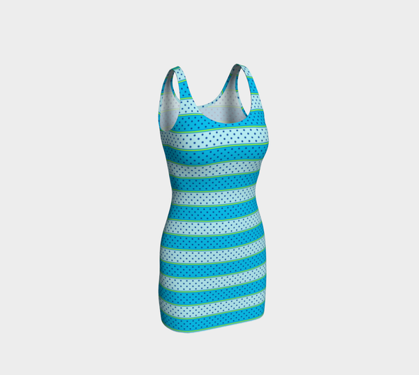 Striped Polkadots Bodycon Dress - Objet D'Art