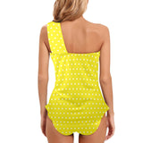 Polkadot skirt Women's One Shoulder Backless Swimsuit - Objet D'Art