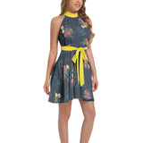 M Kemp Dahlia Ruffle Hem Belted Halter Dress - Objet D'Art