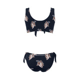 cheribum navy sky print Bow Tie Front Bikini Swimsuit (Model S38) - Objet D'Art