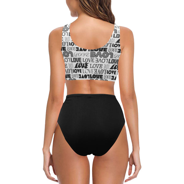 black solid print skirt Chest Bowknot Bikini Swimsuit (Model S33) - Objet D'Art