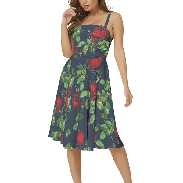 Sleeveless Square Neck Flare Hem Midi Dress - Objet D'Art