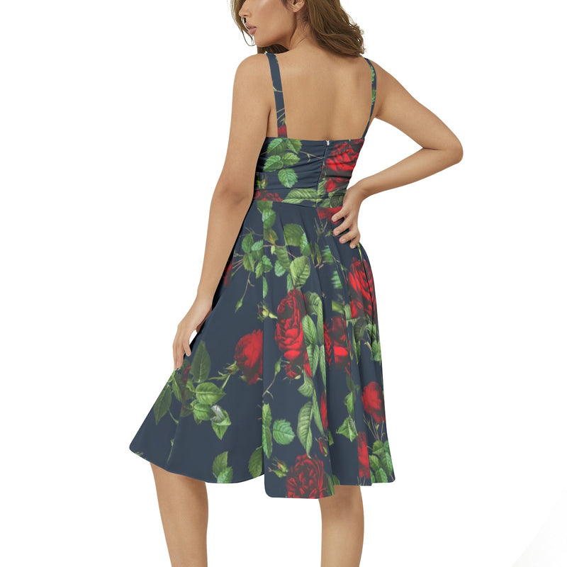 Sleeveless Square Neck Flare Hem Midi Dress - Objet D'Art
