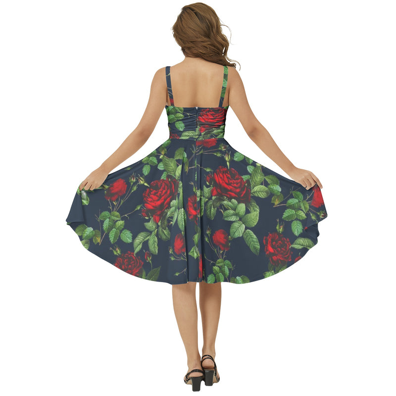 Sleeveless Square Neck Flare Hem Midi Dress - Objet D'Art