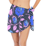 BLUE PINK ROSE PRINT copy Beach Sarong Wrap - Objet D'Art