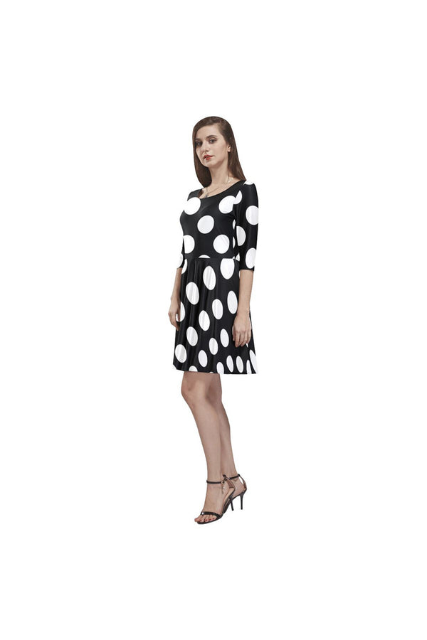 Macro Polka Dot Tethys Half-Sleeve Skater Dress - Objet D'Art